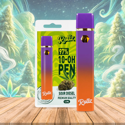 Vape de 10-OH 97%, Sour Diesel, Caneta Descartável Rollz 2ml/1ml