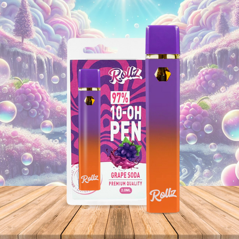 Vape de 10-OH 97%, Uva, Caneta Descartável Rollz 2ml/1ml