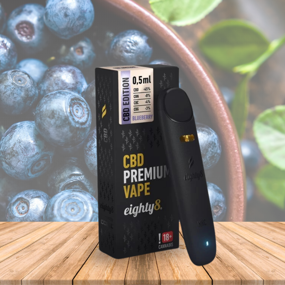 CBD Vape 45%, Premium Blueberry, Eighty8 0.5ml