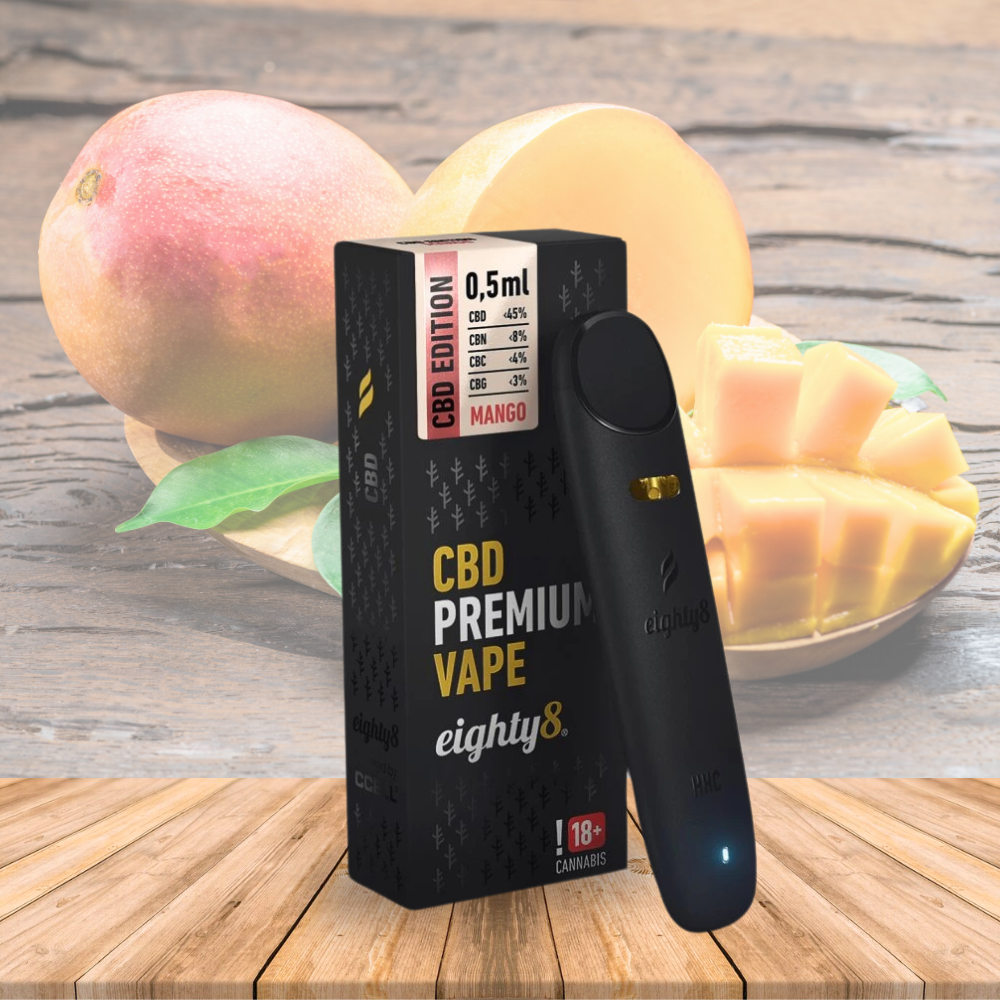 CBD Vape 45%, Premium Mango, Eighty8 0.5ml